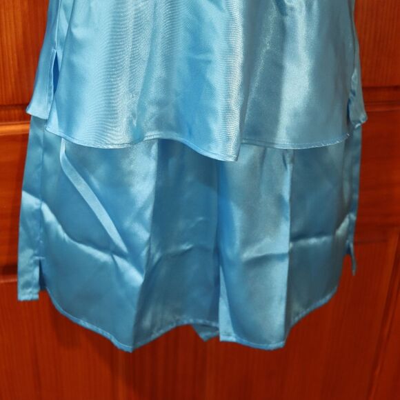 Morgan Taylor Blue Lime Green Satin Pajama Short Set Vintage 90s Medium - Picture 6 of 12